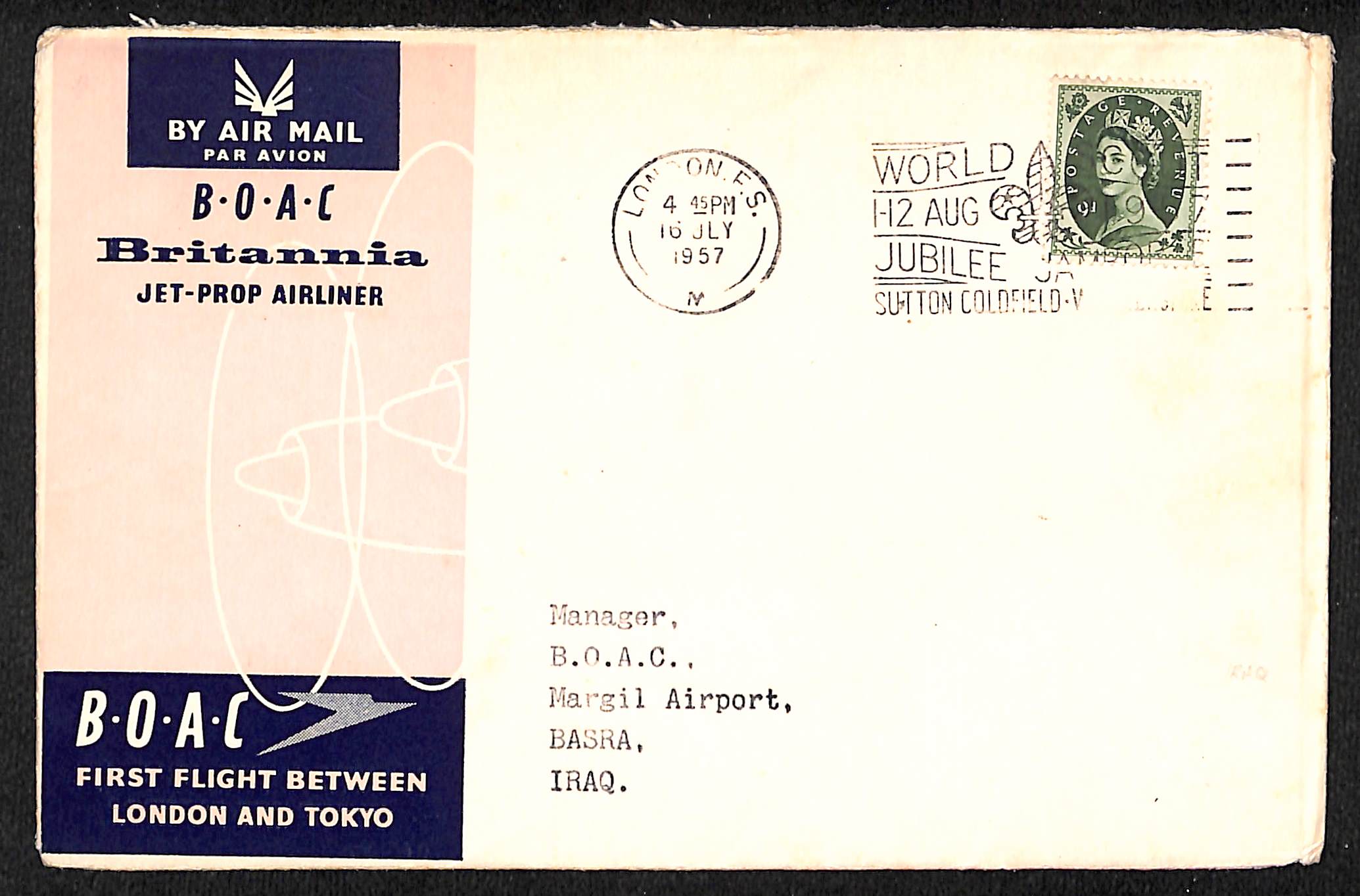 Air Mails. 1932-57 First flight covers from or to Baghdad or Basrah, including scarce 1932 (Oct 4) - Image 7 of 8