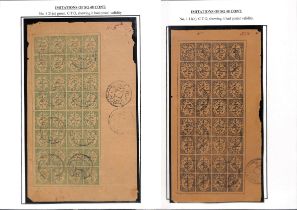 Reprints and Forgeries, including 1889 ¼a imitation sheet of 32 and 1891 ½a reprint sheet of 32 with