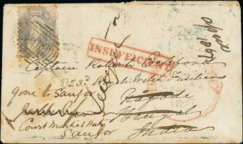 Tasmania. 1867 (Apr 25) Cover from Hobart to an Officer in the 23rd Royal Welch Fusiliers at Nagode,
