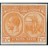 1920 1½d Orange-yellow, imperforate plate proof on gummed watermarked paper, light crease, scarce.