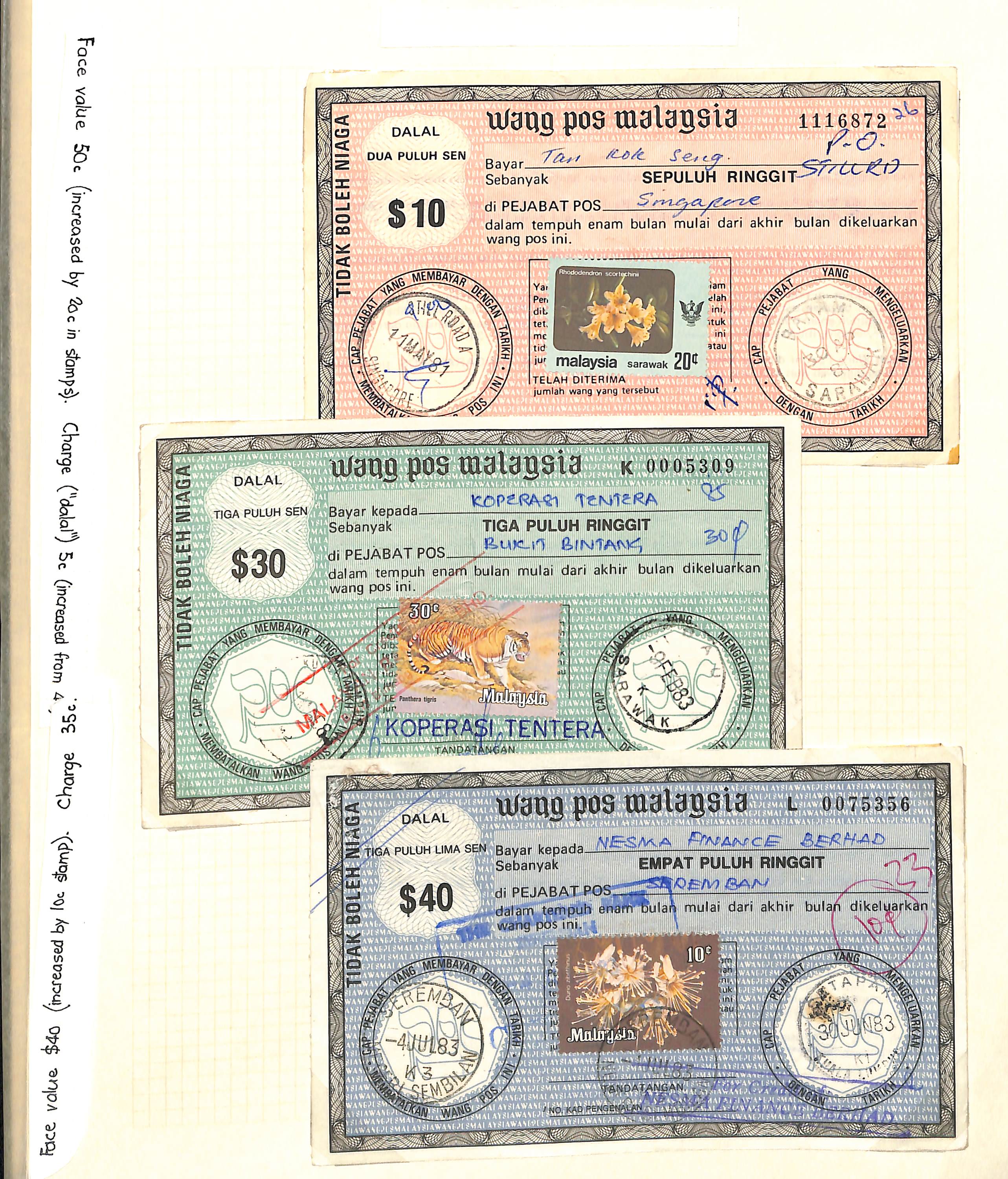 Postal Orders. 1973-84 Singapore or Malayan Postal Orders (14) and a Money Order, British Postal - Image 6 of 6