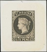 1856 6d Die Proof in black, the stamp size proof on India paper mounted on thick white card,