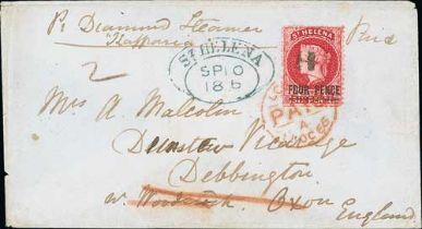 1866 (Sep 10) Cover to England endorsed "Pr Diamond Steamer Kaffraria" franked 4d with small "H"