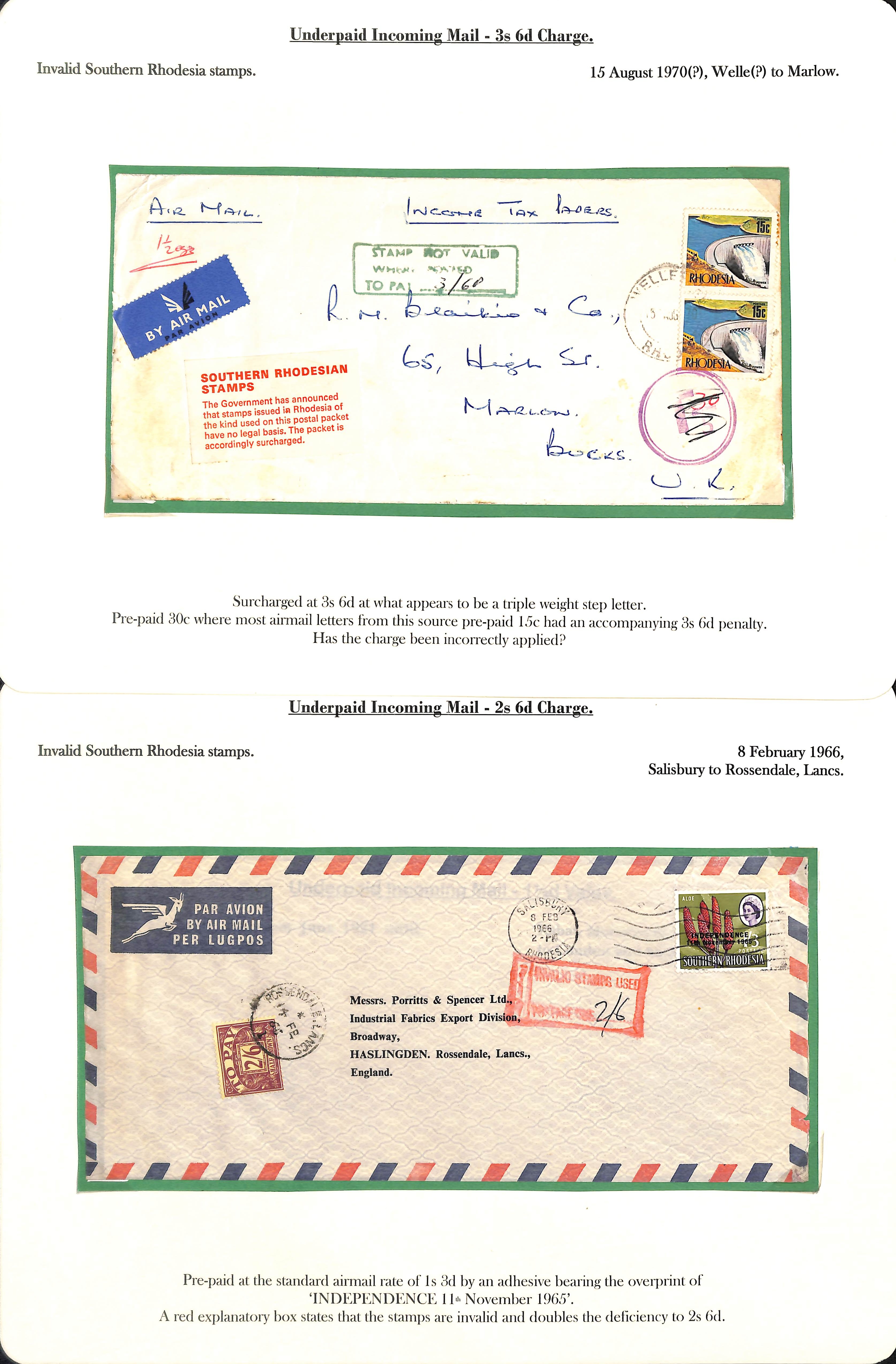 Invalid Stamps. 1893-1970 Covers and cards including 1895 cover with a disallowed 1d lilac bisect, - Bild 2 aus 2