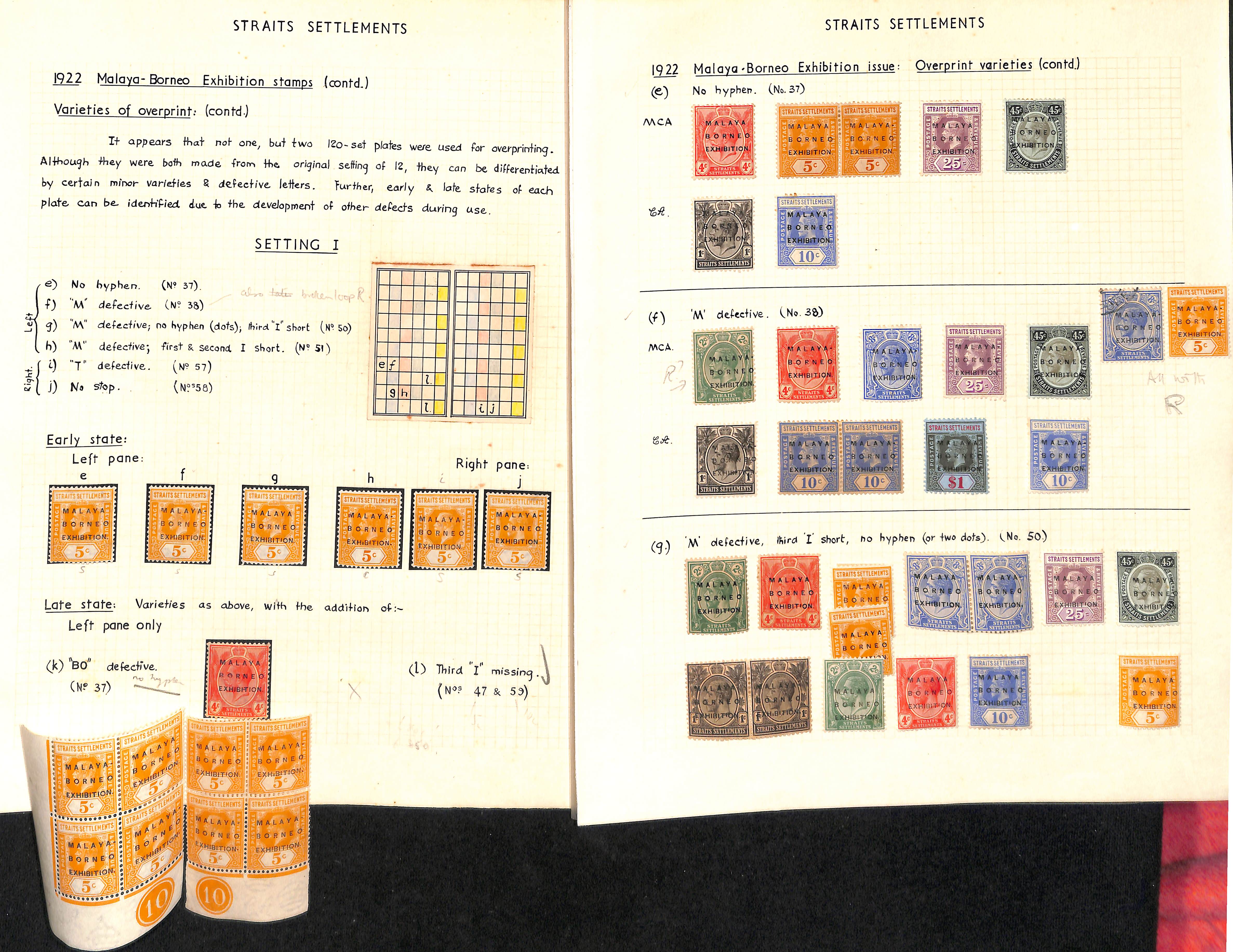 1922 Malaya-Borneo Exhibition, mainly mint study on pages and stockcards with listed and unlisted - Image 5 of 11