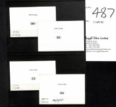1918-19 50c, R1, R2 and R5 Duty Plate Die Proofs in black on white glazed card, the 50c and R2