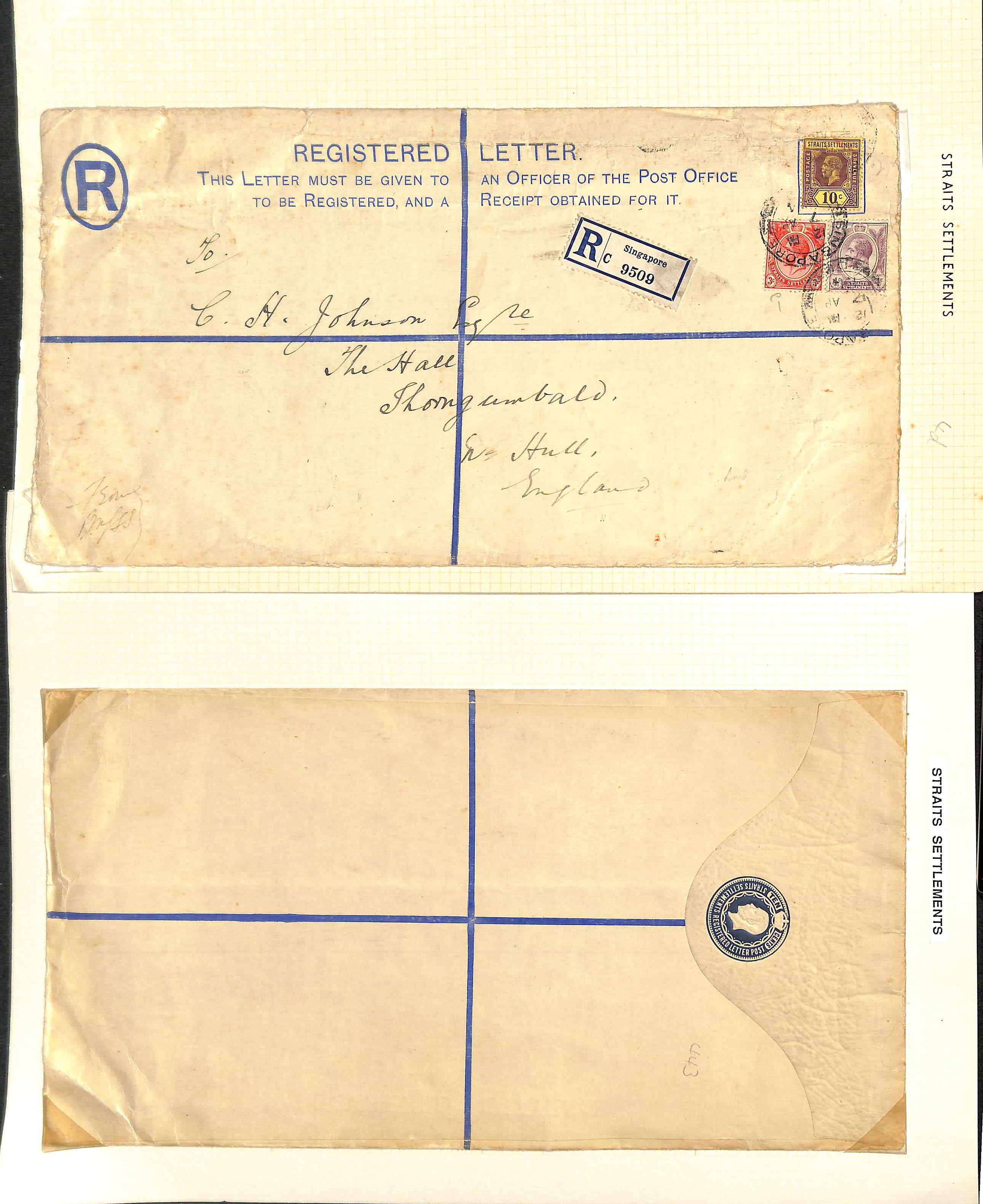 1912-25 KGV 10c Registration envelopes, stamps in blue or ultramarine, comprising size F Specimen, - Image 5 of 5