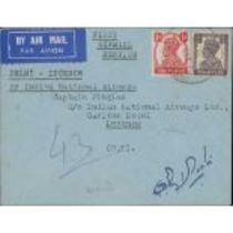 1946 (Feb 7) Indian National Airways Delhi to Lucknow first flight cover franked 1a + 1½a, signed by