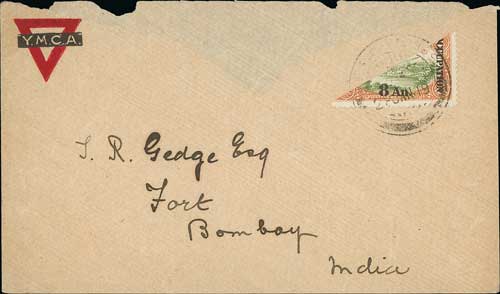 1919 (Jan 28) Y.M.C.A Envelope to India bearing a diagonally bisected 8a tied by "F.P.O No. 339" c. - Image 2 of 2