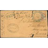 c.1855 Cover from San Francisco to Jesus Springs, Mormon Island, franked 3c (three margins, corner