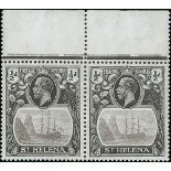 1922 ½d Grey and black, mint pair with upper margin, watermark inverted, right stamp with damaged