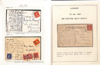 Mobile Box - Channel Islands. 1909-27 Picture Postcards to Jersey with French stamps cancelled boxed