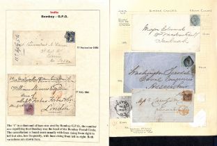 Bombay G.P.O. 1856-c.1880 Covers, cancels including "1" within a diamond of parallel bars (5, with