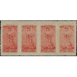 1918-17 Straits Settlements War Fund, 3c and 10c labels inscribed "Local Relief" in mint strips of