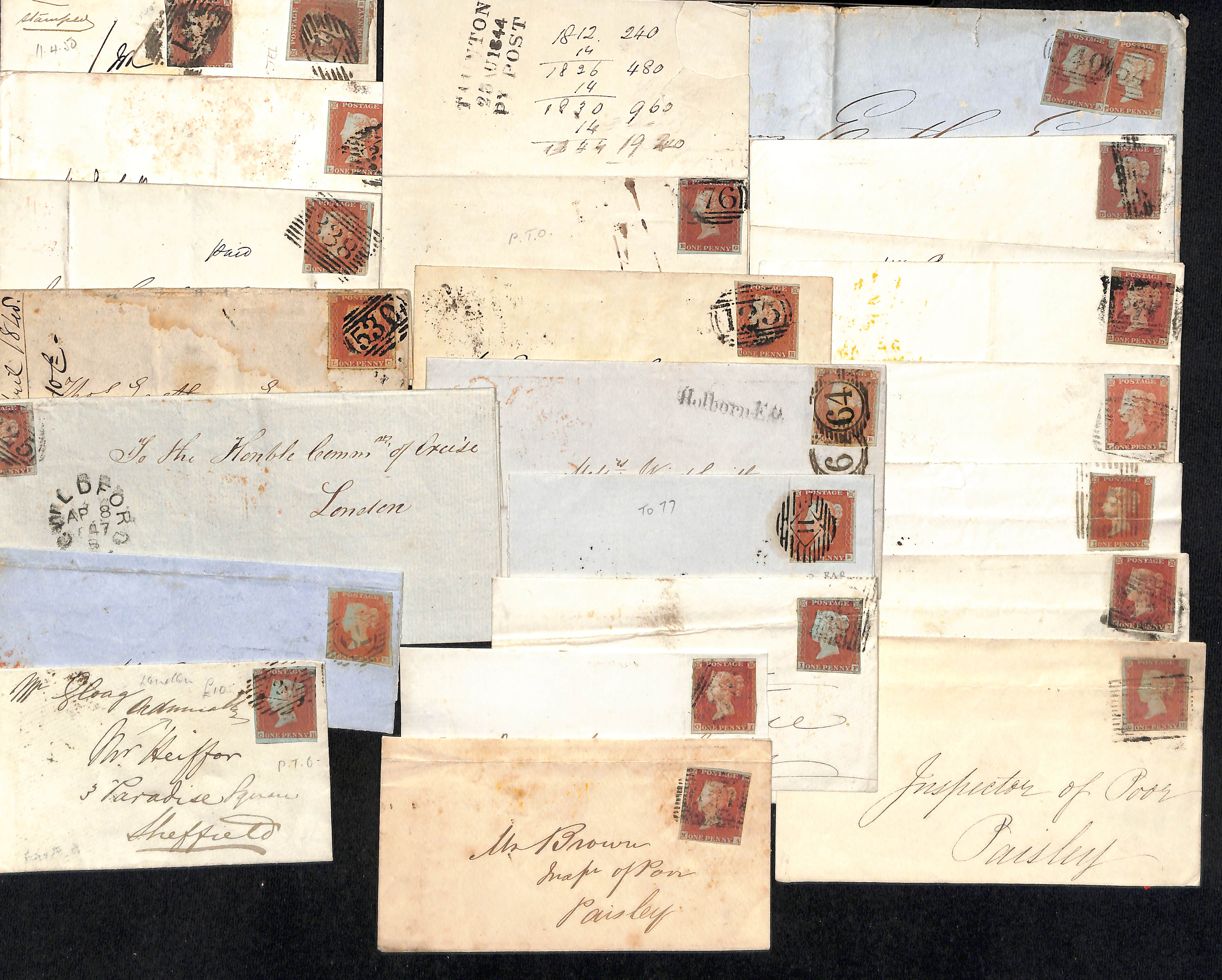 1841-54 Covers, entires and entire letters, also a few fronts and pieces, all bearing imperf 1d - Image 7 of 8