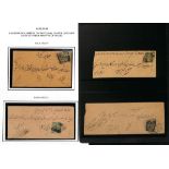 c.1898 Local covers franked 1898 narrow oval ¼a pale or bright green (3) or ¼a black, the last