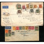 1937 (Mar 31 / Apr 1) Air Mail covers to G.B (6) or India, two with India stamps posted on the final