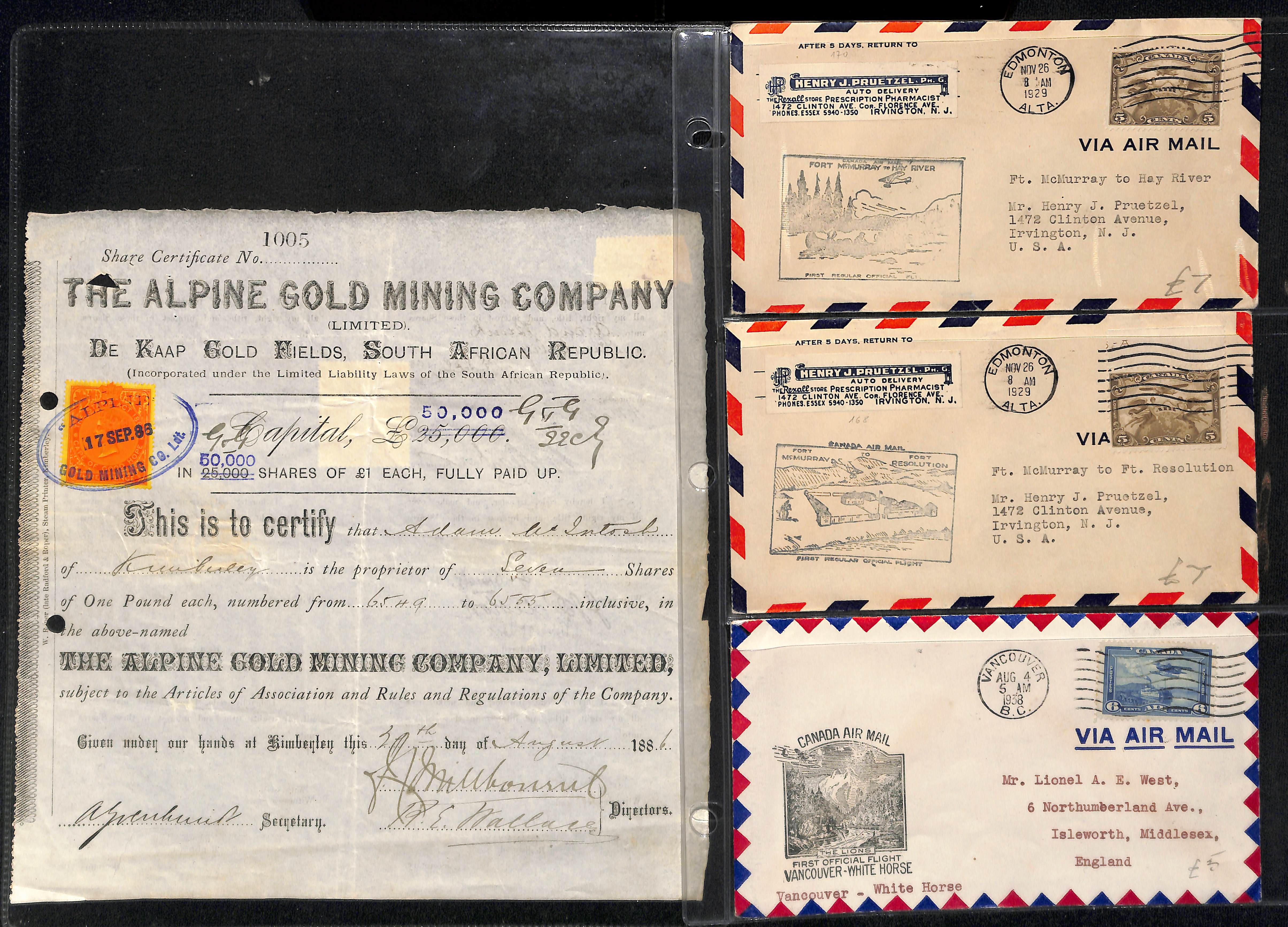 1886-1938 Covers and ephemera with Rhodesia 1901 Certificate of Transfer of a mining claim - Image 3 of 9