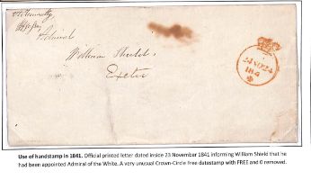 1841 (Nov 23) Entire letter from the Admiralty to William Shield in Exeter informing him of this