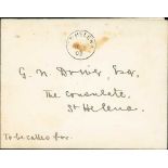 1909 (Nov 5) Stampless cover addressed to "G.N Driver Esq., The Consulate, St. Helena" and inscribed