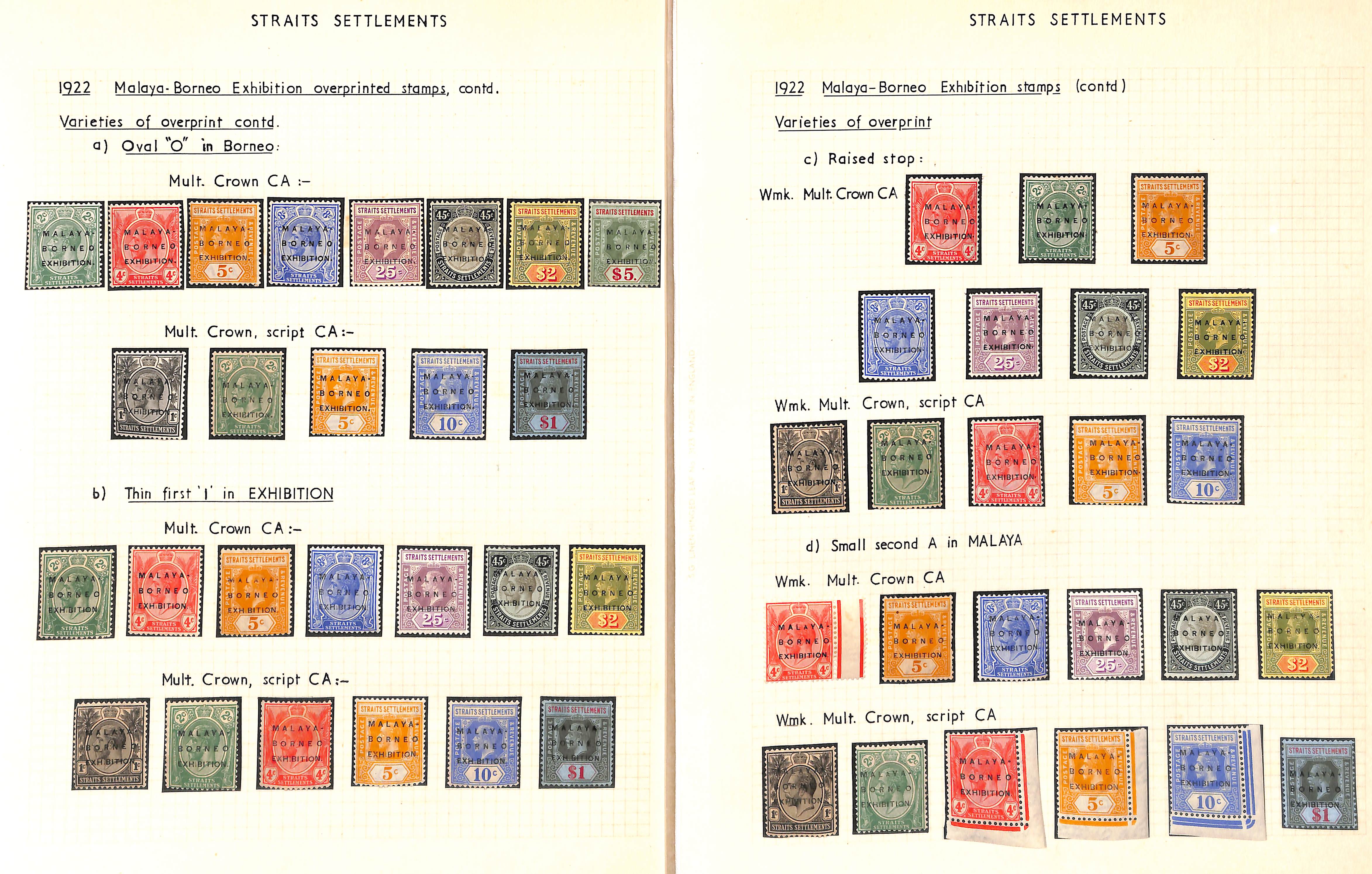 1922 Malaya-Borneo Exhibition, mainly mint study on pages and stockcards with listed and unlisted - Image 4 of 11