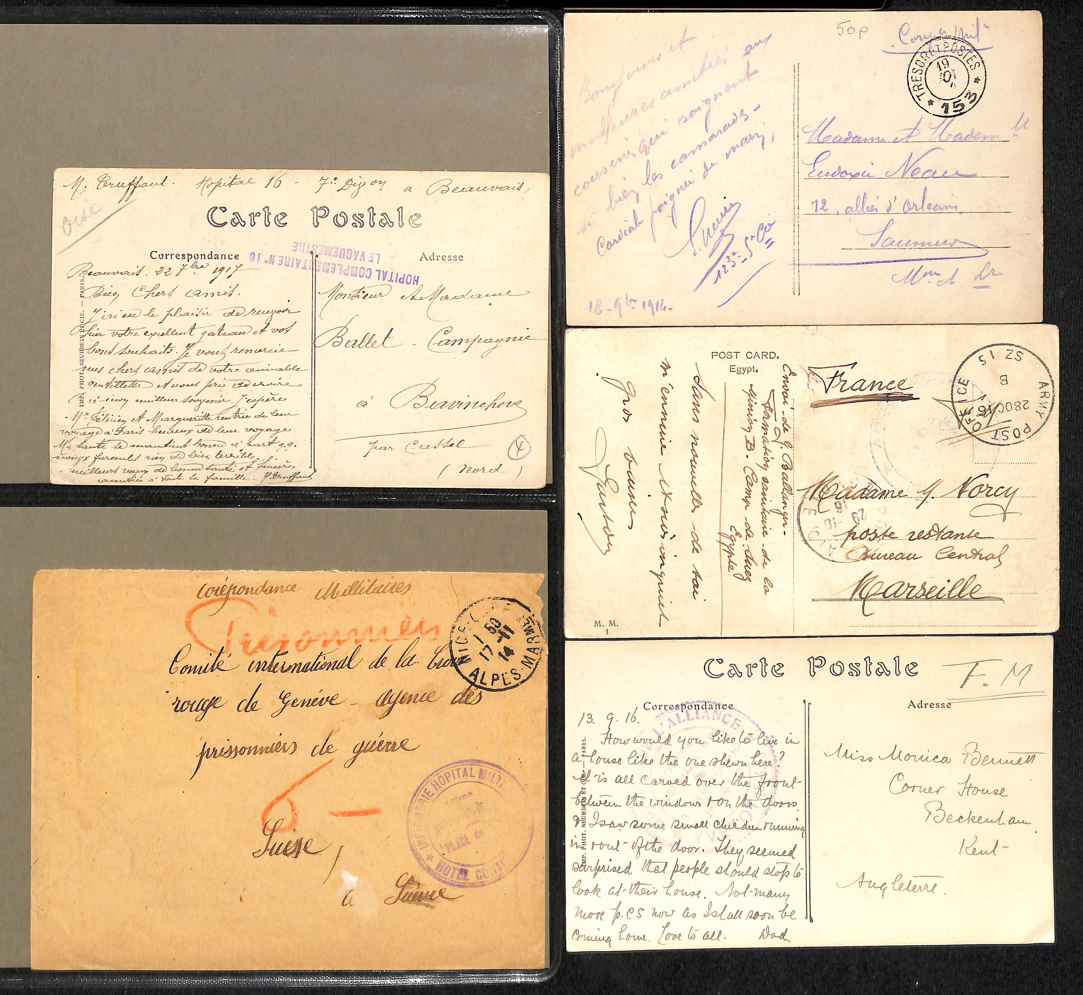 France/Italy. 1914-18 Covers and cards from soldiers in hospitals in France (26) or Italy (5),