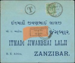 1933 (May 11) Cover from Kitale, Kenya, to Zanzibar franked 5c, handstamped "T", with a 15c due tied