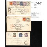 1893-95 Covers from Old Calabar to England, comprising registered cover franked 2d + 2½d + 5d,