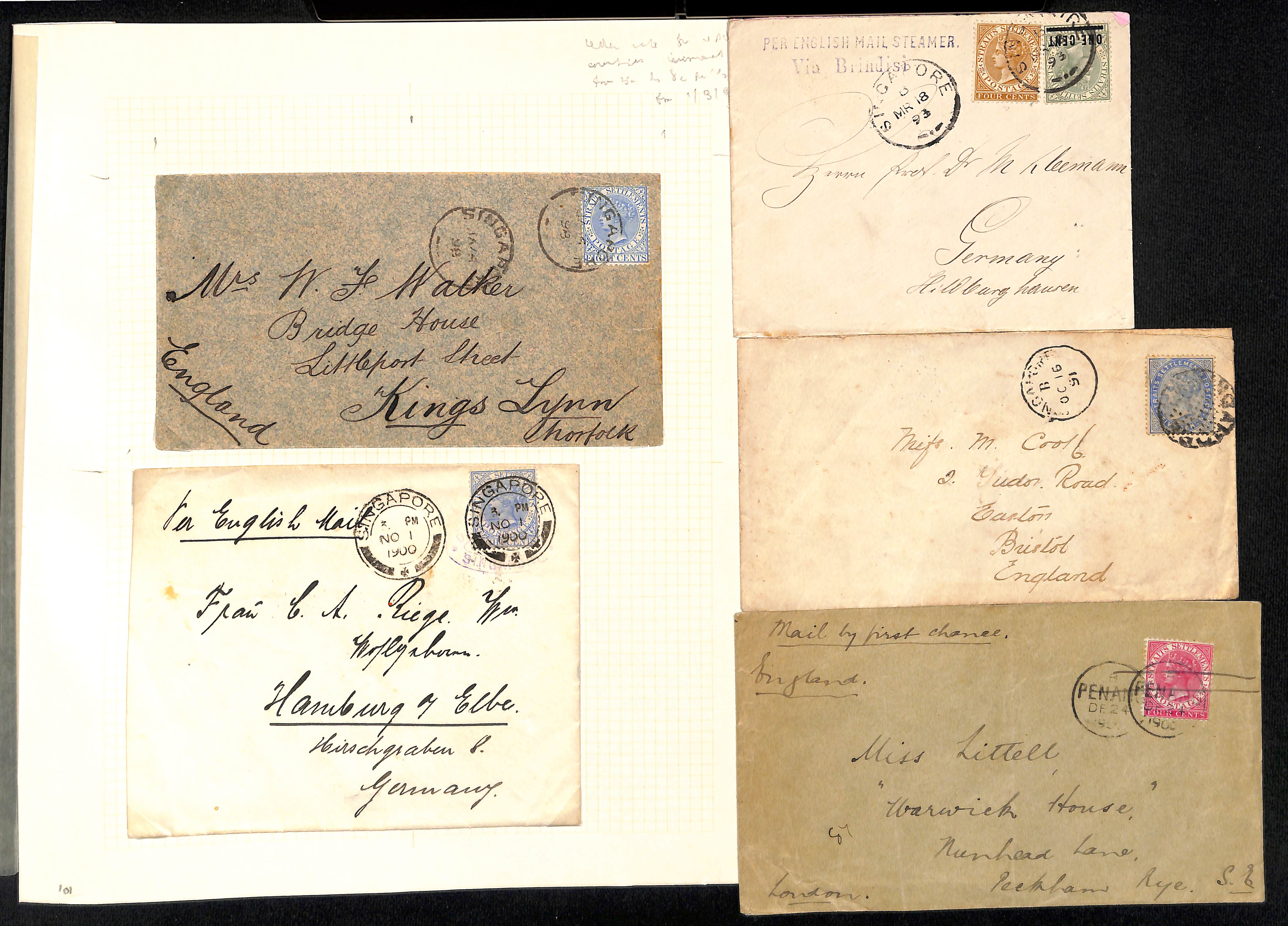 1883-1900 Covers, various QV frankings, including 1883 covers franked 10c to England (2, one with - Image 2 of 3