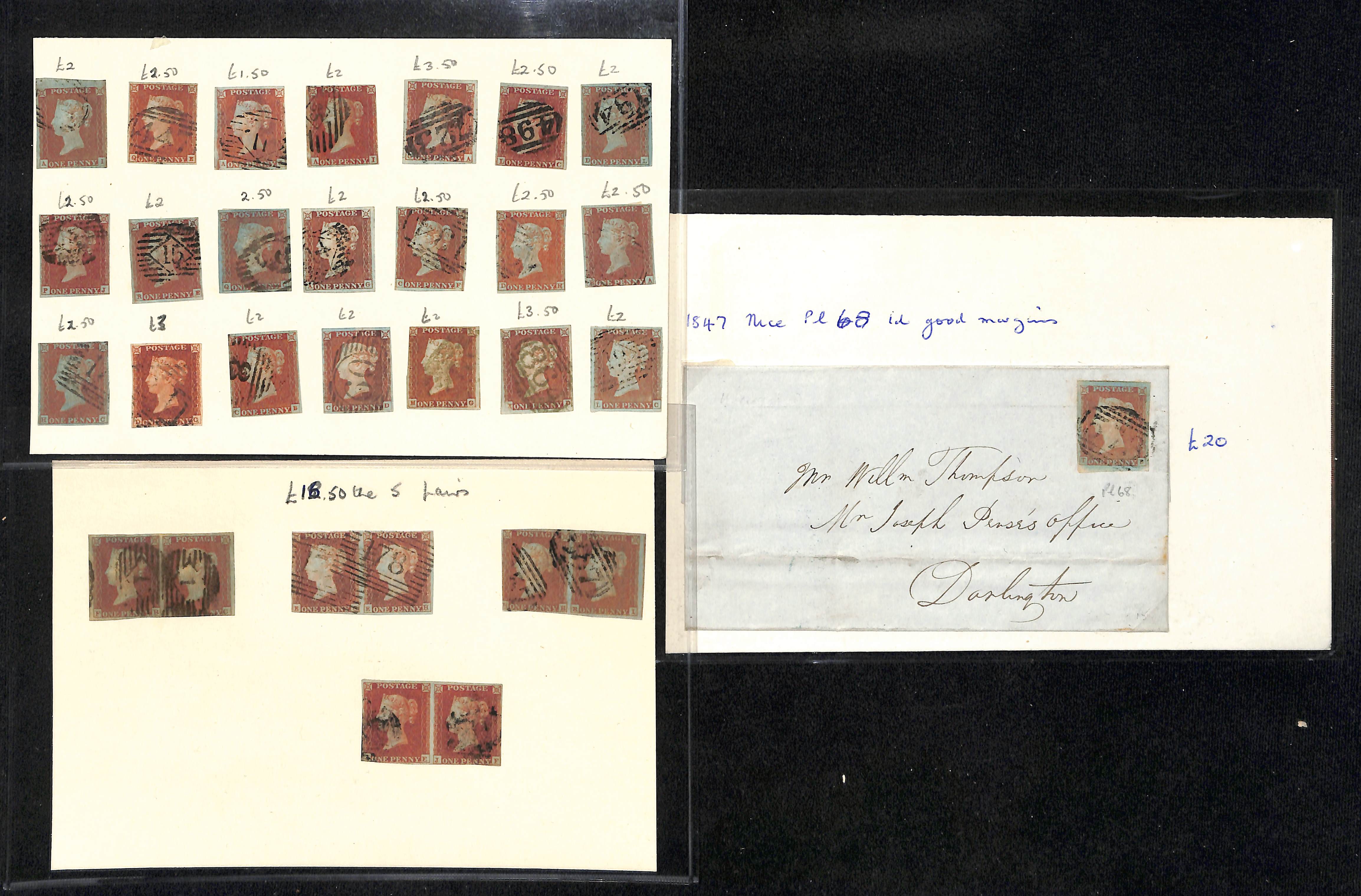 1841-53 Covers and entires bearing imperf 1d reds, including Maltese Cross cancels (17), also 1d - Image 6 of 6