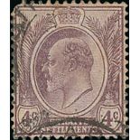 1906-12 4c Dull Purple, variety watermark inverted, used, rounded upper left corner but a scarce