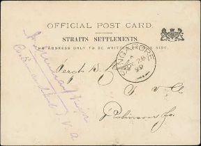 1899 (Oct 28) Official Post Card posted within Singapore, small royal arms at right, reverse with