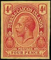 1913-28 Imperforate Proofs comprising 1913-21 4d red on yellow and 1920 5d sage-green plate proofs
