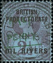 1893 (Dec) ½d on 2½d, Type 9 surcharge in green, surcharge unusually sloping upwards, superb used