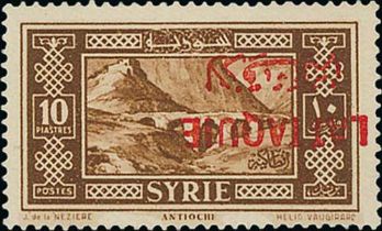 Syria / Latakia. 1920-29 Selection comprising Aleppo Vilayet issue 5pi on 15c with rosette handstamp