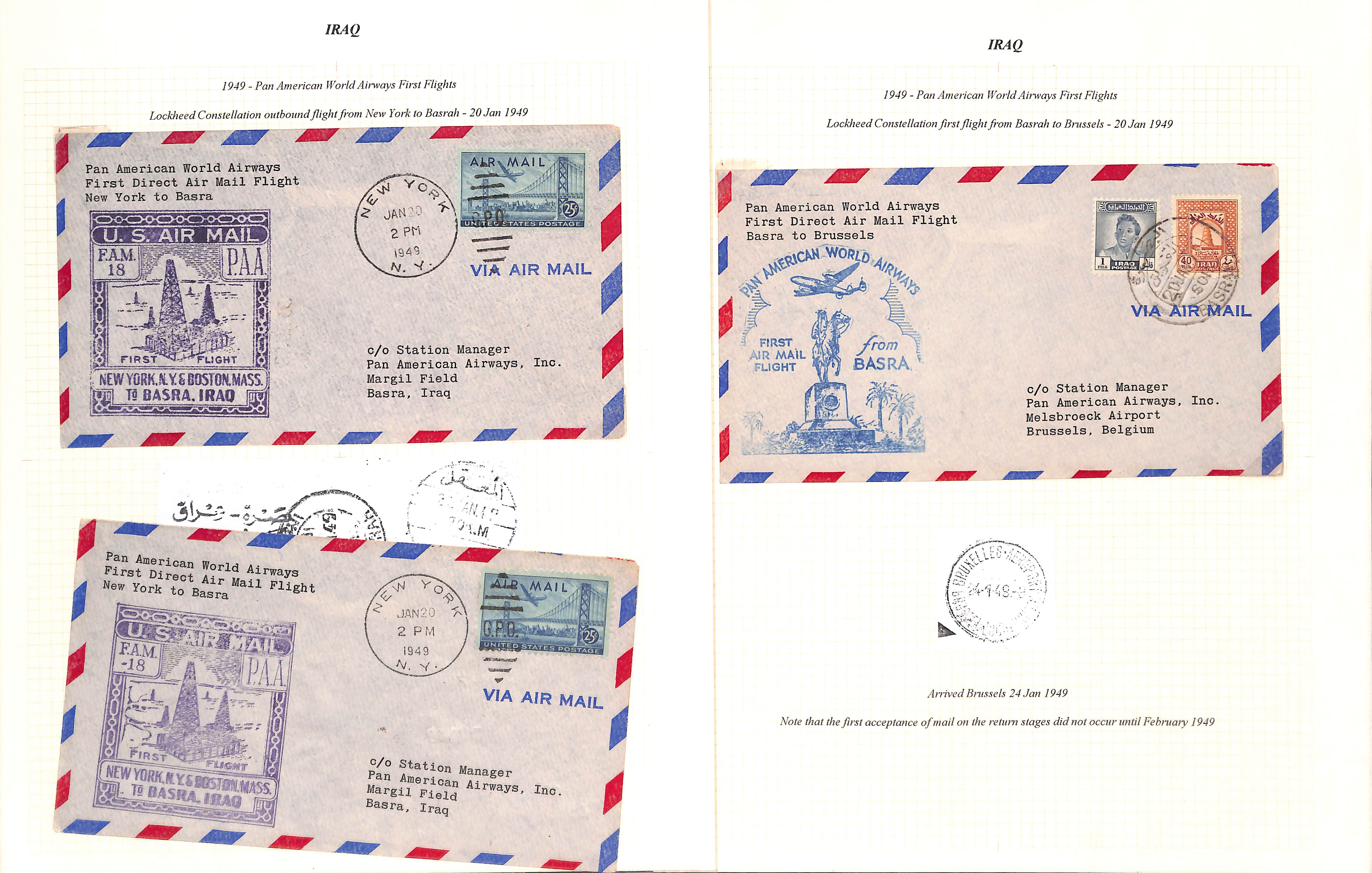 Air Mails. 1932-57 First flight covers from or to Baghdad or Basrah, including scarce 1932 (Oct 4) - Image 2 of 8