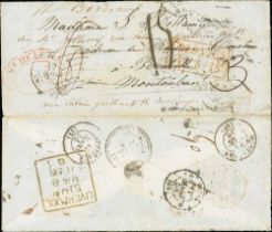 1856 (Jan 7) Stampless cover to France, sent in the first week when stamps were available in St.