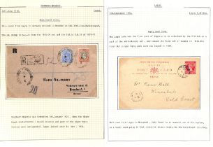 1887-1941 Covers and cards including 1887 cover to London "per S.S Opaho" franked 4d pale violet and