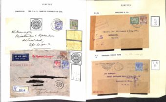 Perfins. QV-KGVI Stamps and covers with perfins, most written up on pages or cards, including uses