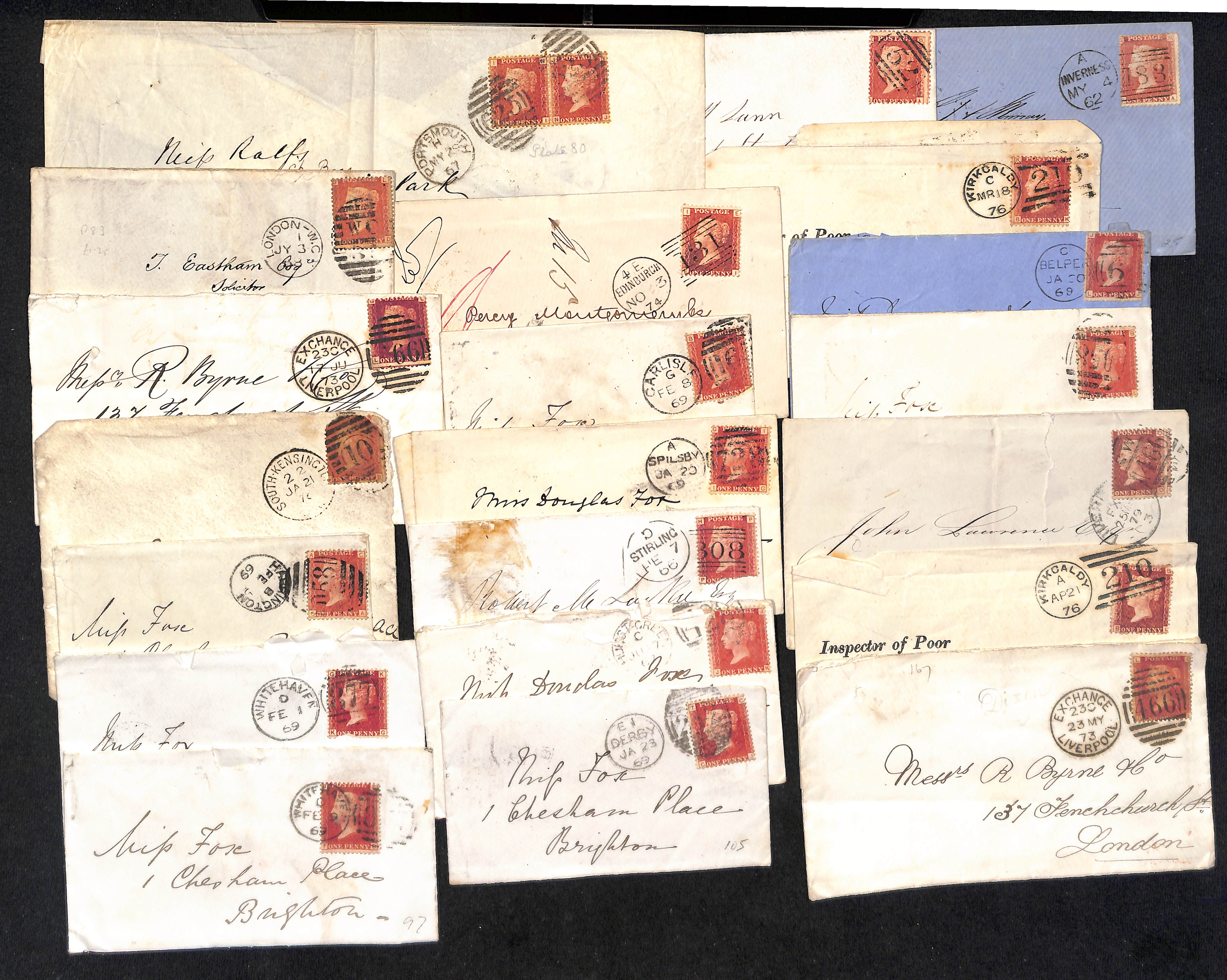 1854-79 Covers, entires and entire letters bearing perforated 1d reds (126), various perfs and - Image 5 of 6