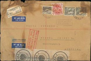 Austria - London G.P.O. Supplementary Cachet. 1954 (Mar. 11) Registered cover from Canberra to