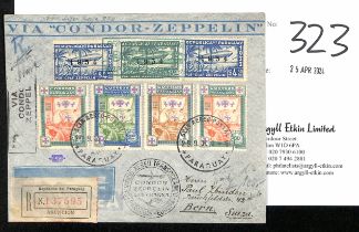 Paraguay. 1934 (Sep 29) Registered cover from Asuncion to Berne franked 1934 $4.50 (2) and $13.50