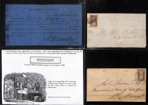 1853-74 Covers (6, two with letters) and entire letters (3) from Victoria (8) or South Australia,