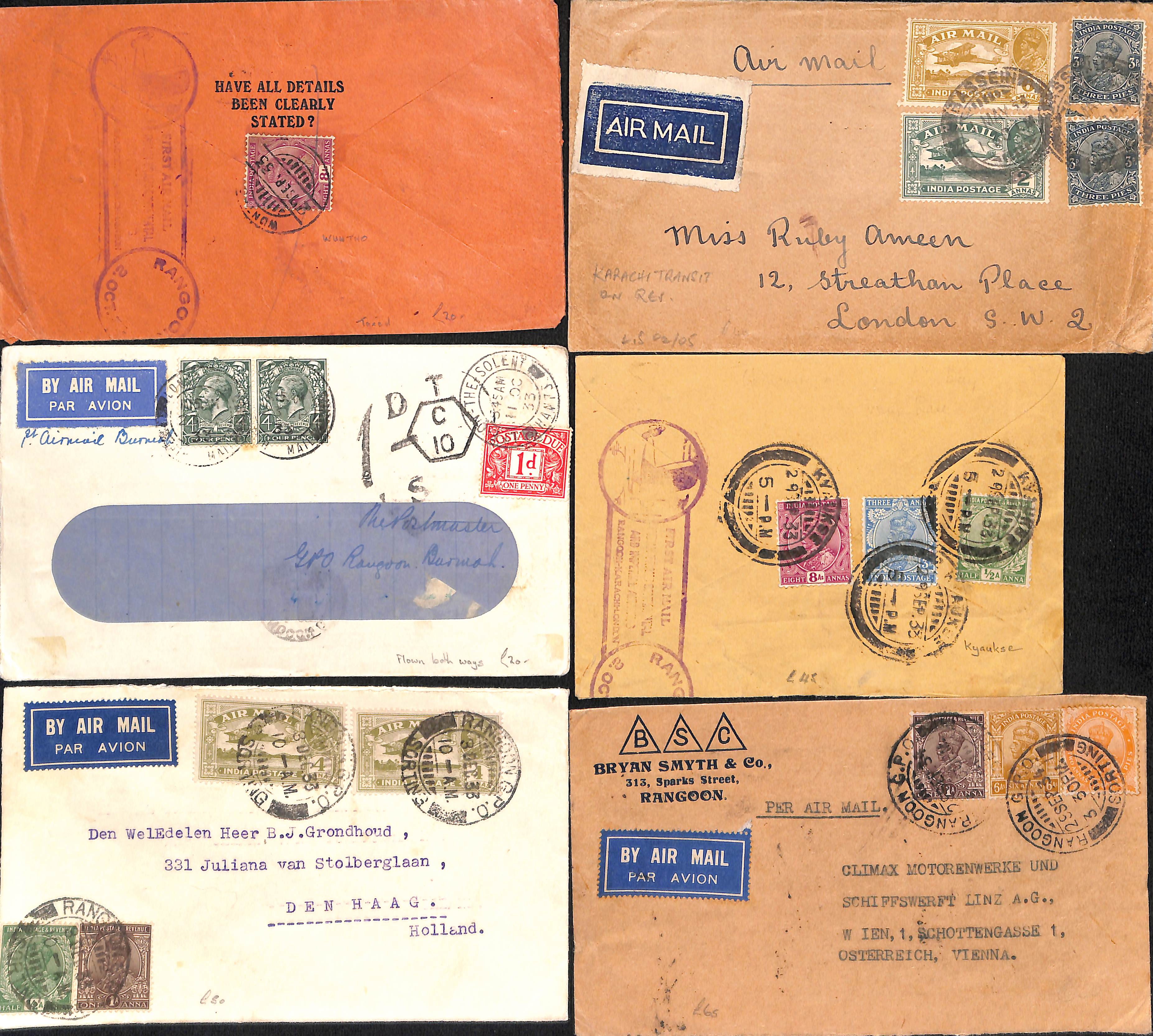 1929-37 Air Mail covers (28) and a front, virtually all commercial covers to Europe, Indian stamps - Image 7 of 8