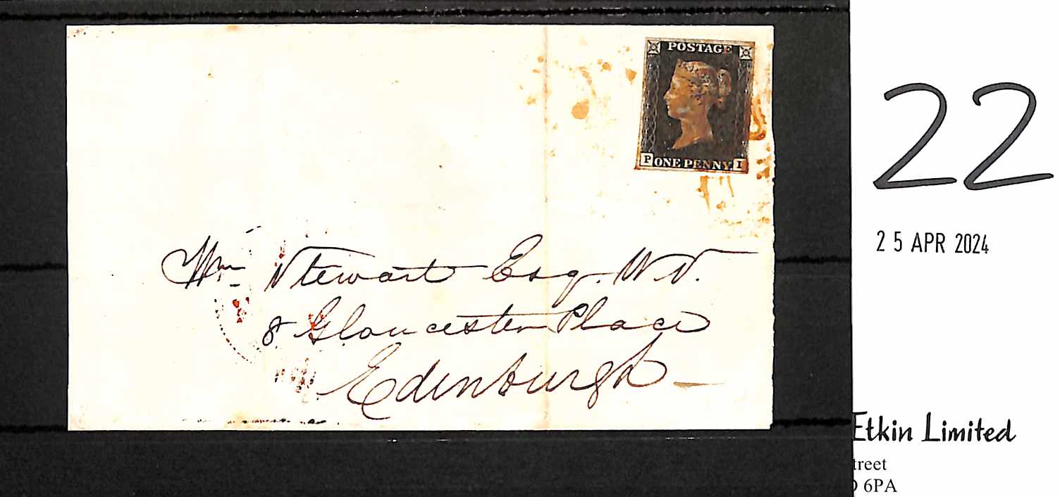 1840 (Dec 4) Entire (side flaps removed) from Annan to Edinburgh franked 1d black, PI plate 4 with