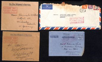 Germany. 1954 (Mar. 11) 10d Aerogramme from Sydney with handstruck cachet, enclosed within a buff