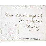 Burma - Thayetmyo. 1917 Printed P.O.W envelopes to Bombay, one with "From Prisoners of War Camp,