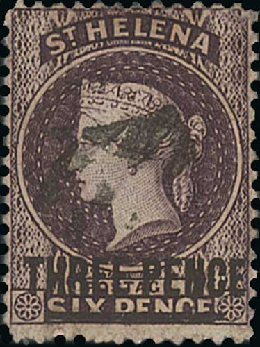 1868 3d Light Purple surcharge type B, used with cork cancel. A fine example of this distinctive and