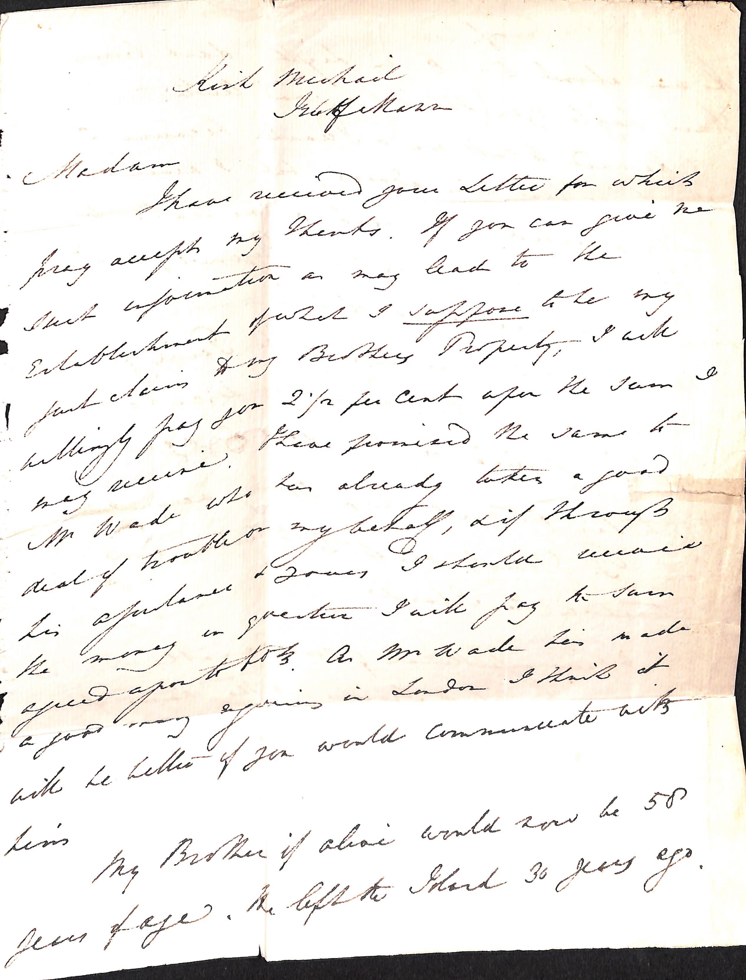 Isle of Man. 1823 (Mar 4) Entire letter written from Kirk Michael by the Bishop of the Isle of - Image 2 of 3