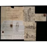 1835-61 Postally used lettersheets (2) and a cover, with enclosed letters all with handdrawn